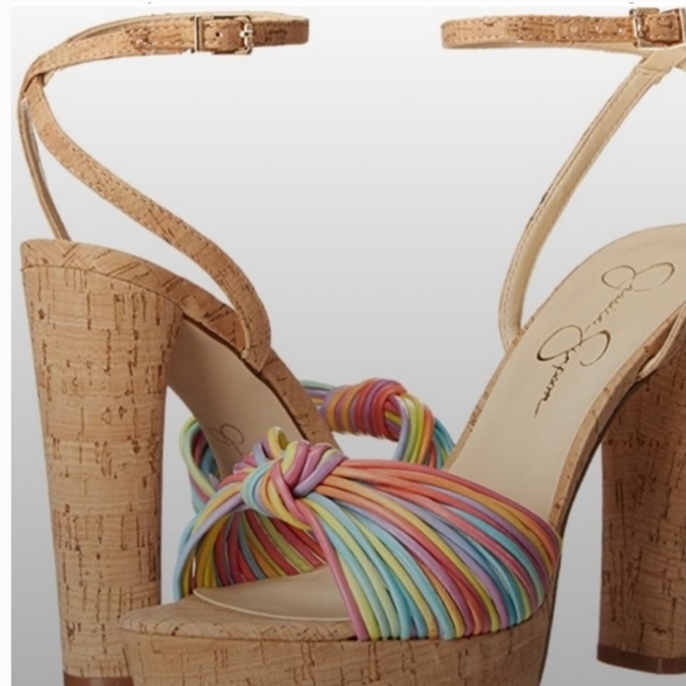 Jessica Simpson Cork Rainbow Platform Heels
